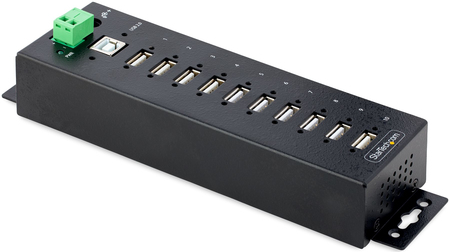 Startechcom industrialist 10 port USB 20 active USB distribution bar dinval table mountable USB multiple plug USB SPLI (USB210AIND-USB-A-HUB)