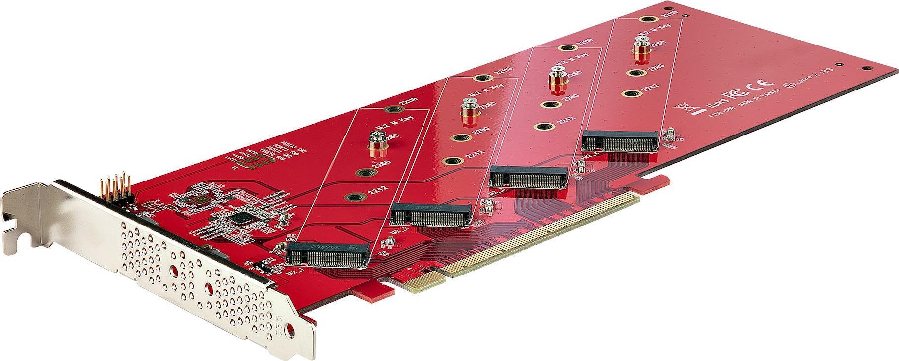 Startechcom Quad M2 PCIe adapter card PCI Express 40 x16 on four times NVME or AHCI M2 SSDS 7.8GBITS JES SSD Bifurcation (Quad-M2-PCIE