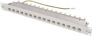 TeleGiTner 48.30cm (19) patch panel. Kat6a (deep). 24xrj45. Schwarz 24 X RJ45 couplings. Fully shielded. With itgrated contact - 1 stake