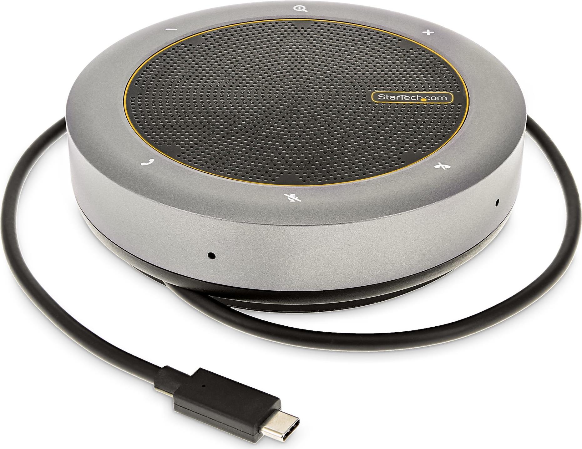 Startechcom USB-C Conference Speaker Mini Dock. Portable Boardroom Speaker and Multiport Adapter. USB-C TO VGA OR 60Hz HDMI. 2x USB-A