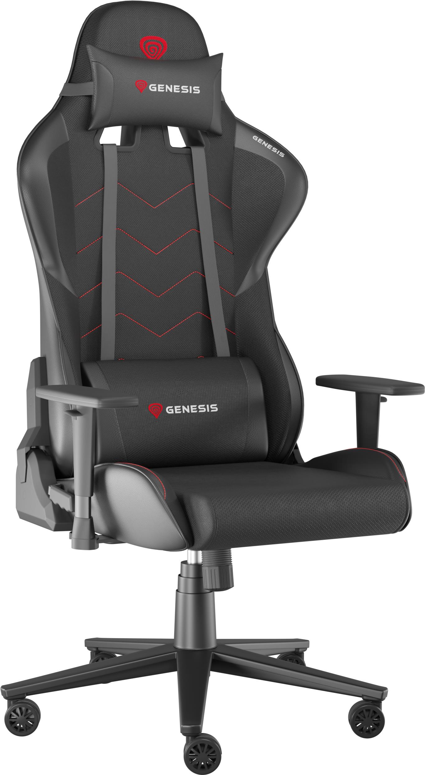 Genesis Nitro 550 G2 - padded seat - padded Roman backrest - black - black - fabric - synthetic leather - fabric - synthetic leather (NFG-2068)