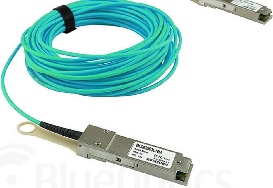 Compatible Lenovo ASRN QSFP28 Blueoptics active optical cable (AOC). 100gbase-SR4. Ethernet. Infiniband. 3 meters (ASRN-BO)