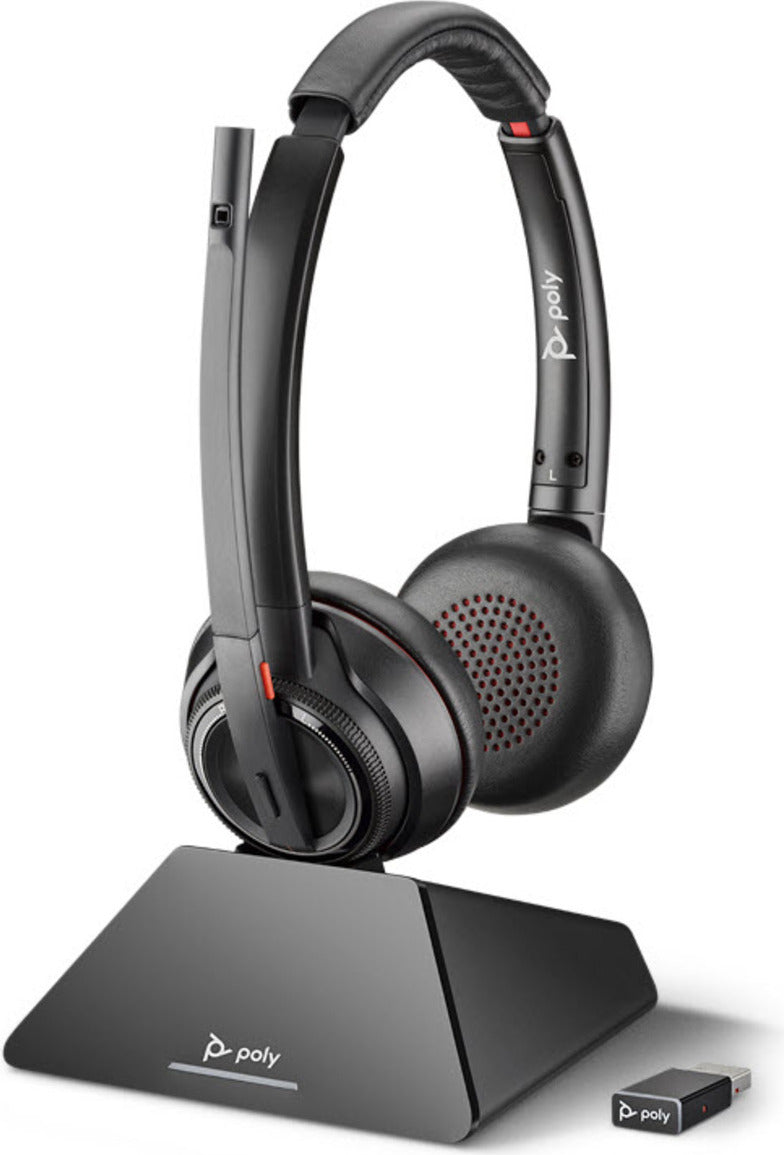 Poly Savi 8220 Microsoft - UC Series - Headset system - on-ear - DECT 60 - wireless - active downside (209214-02)