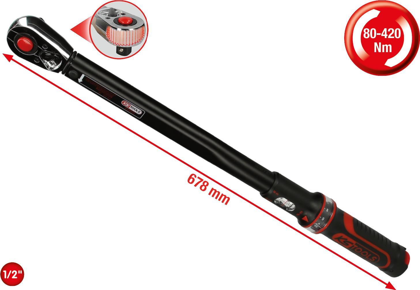 KS TOOLS 12 ERGOTORQUEPRECISION ratchet torque. 80-420nm (5161582)