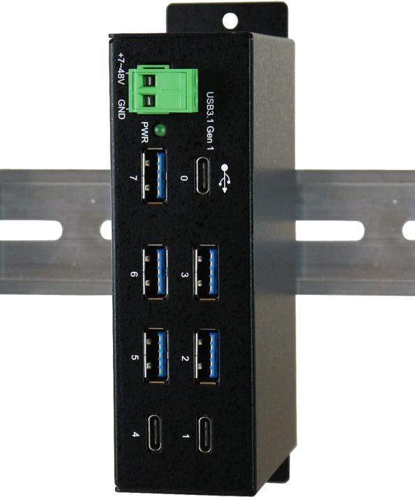 Exsys Ex-1196hms - Hub - 5 USB 3.1 1     2 USB-C - on DIN rail assembly - DC (ex-1196hms)