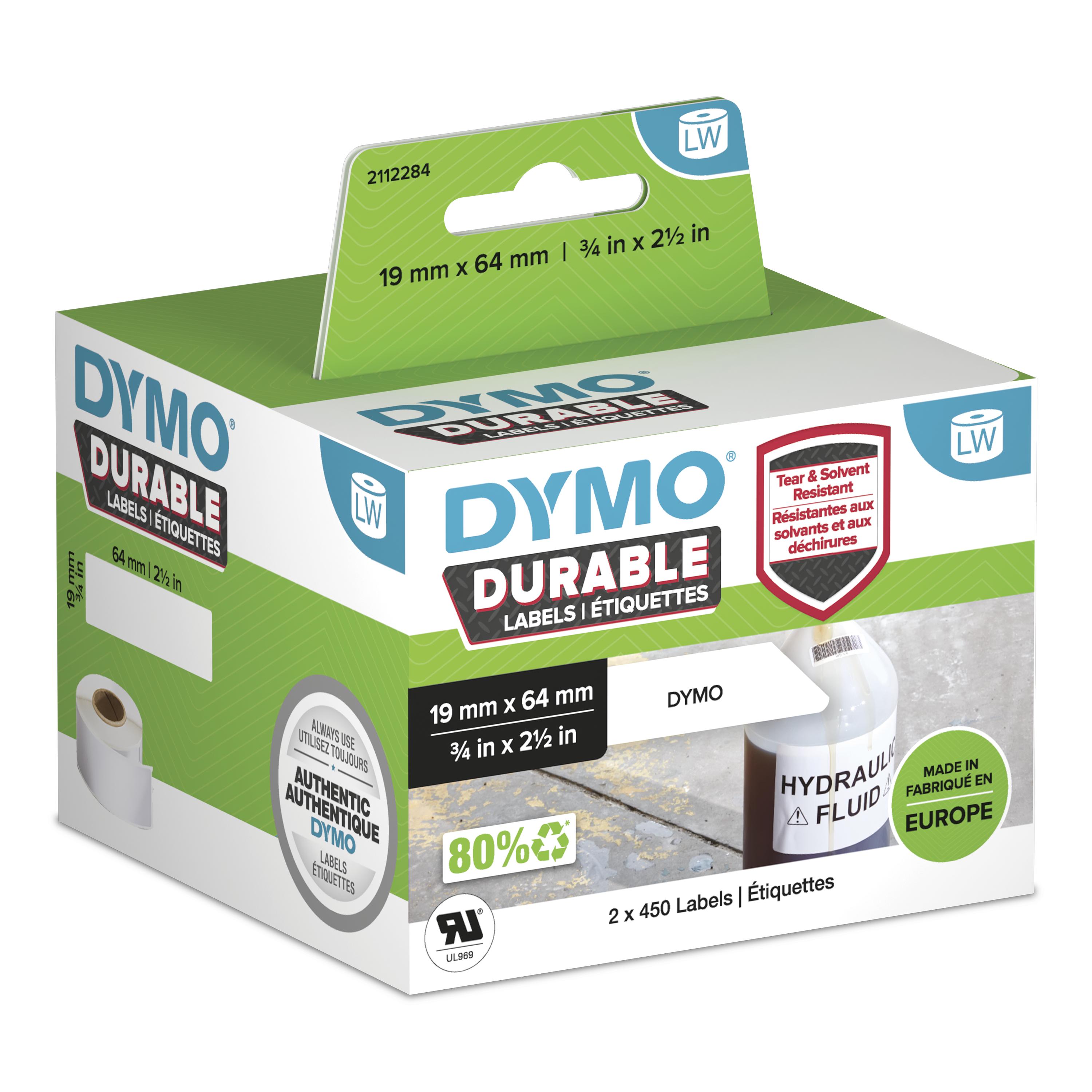 DYMO Labelwriter Durable label - 64mm - white - self-adhesive printing label - polypropylene (pp) - 1.9 cm - 6.4 - 900