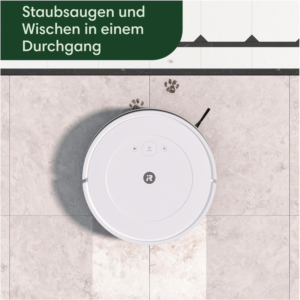 IROBOT COMBO Y0112 suction and wiping robot white app controlled. Language-controlled. Compatible with Amazon Alexa. Compatible with Google Home (Y011240)