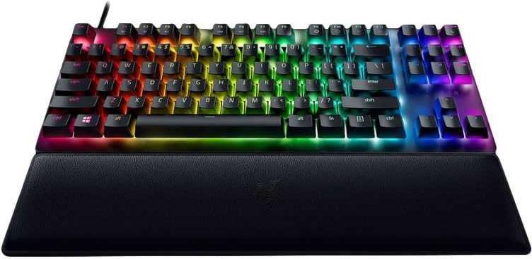 Razer Huntsman V2 TenKeyless keyboard shape factor ten keyless (80 - 87 %) keyboard style straight ger�Stgnittstelle USB. Keyboard structure Qwerty type type backlight RGB LED.