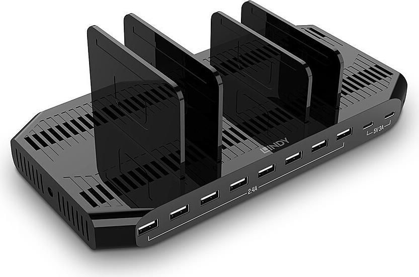 Lindy 120W 10 Port USB charging station for simultaneous charging from to to 10 tablets und or smartphones (73435)