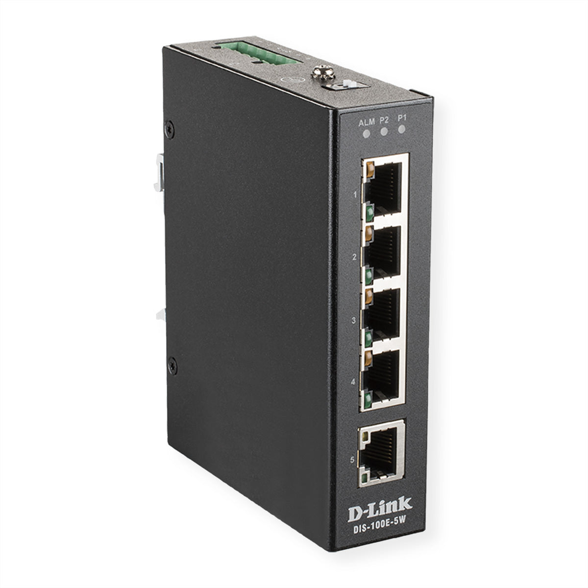 D-Link Dis 100e-5W - Switch - not managed - 5 10100 - on DIN rail assembly. Wall assembly - DC current
