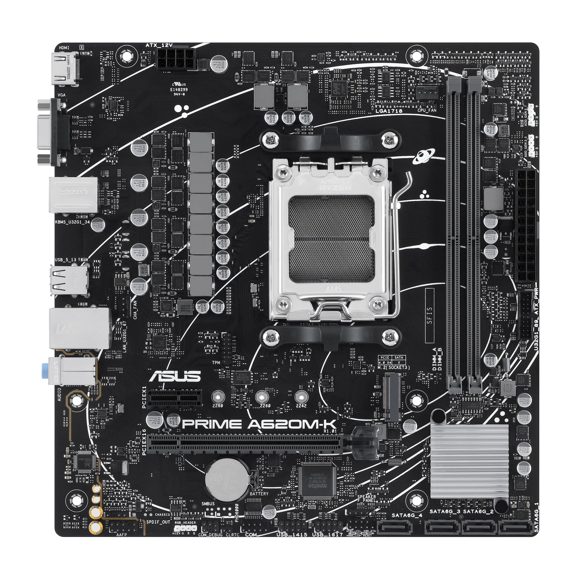 ASUS Prime A620M-K - AMD - socket AM5 - Ryzen 5 7th Gen - AMD Ryzen 7th Gen - AMD Ryzen 9 7th gene - - -