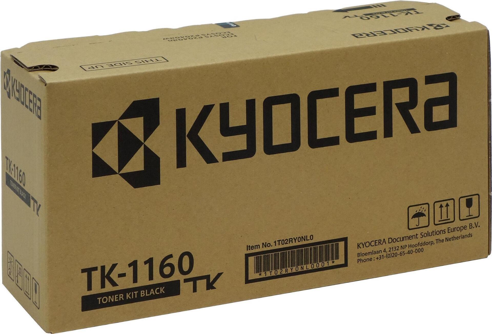Kyocera TK 1160 - black - original - toner cartridge - Ecosys P2040dn. P2040DNKL2. P2040DNKL3. P2040DWKL2. P2040DWKL3
