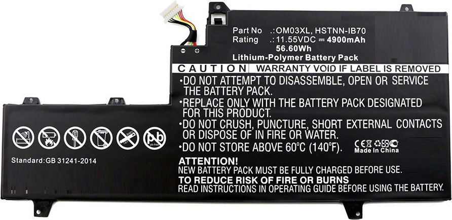 CoreParts - laptop battery - lithium polymer - 4900 MAH - 566 WH - black - F�r ELITEBOOK X360 1030 G2 Notebook