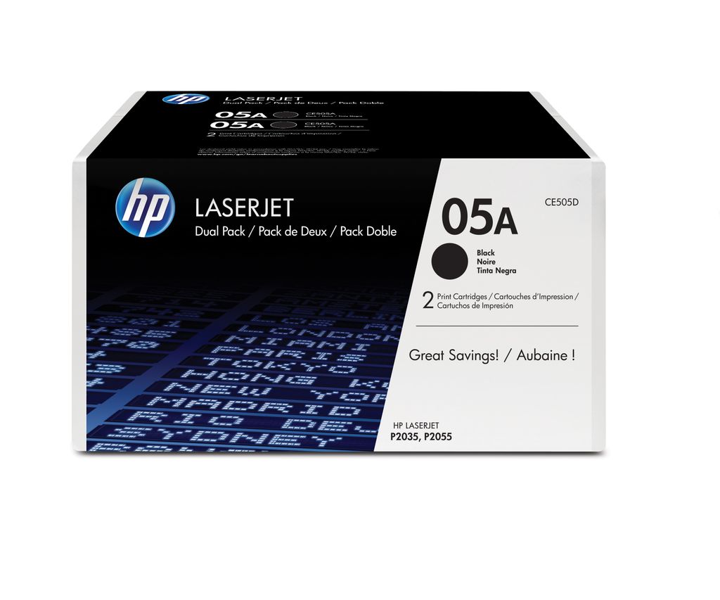 HP Toner CE505D (05a) - double pack - black - capacity 2x 2300 pages (CE505D)