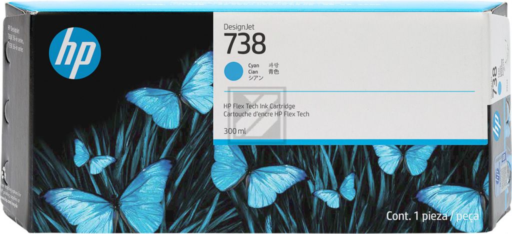 HP 738 - 300 ML - Cyan - Original - DesignJet - ink patron (676m6a)