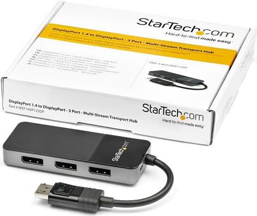 Startechcom 3 port display port MST HUB - 3 4K - DP 14 monitor splinter - video audio splitter - 4 x display port - Desktop