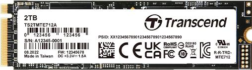 Transcend MTE712A - SSD - locked - 1 TB - internal - 2280 (double-sided) - PCIe 40 x4 (NVME) - 256-bit aes - self