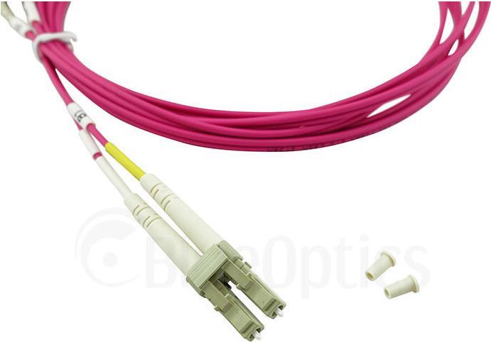 Blueoptics Duplex LWL patch cable. LC-UPCLC-upc beige. 100 meters. MultiMode G50125�. OM4. Input damping under 02db. Brand fiber. LSZH Magenta
