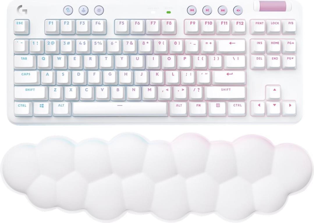 Logitech G G715 - keyboard - ten keyless - backlight - Bluetooth. Lightspeed - Qwerty - International - key switch tactile - white (920-010465))
