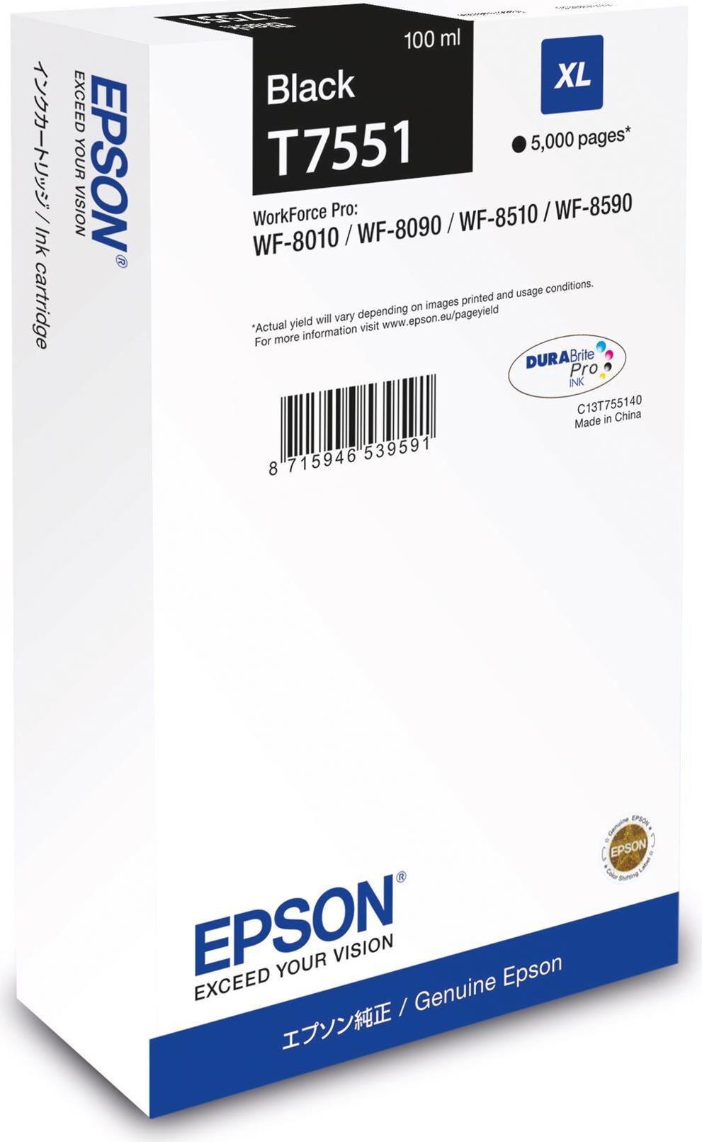 Epson ink black 1000ml WF Pro 8xxx''XL '' - black - ml (C13T75514N)