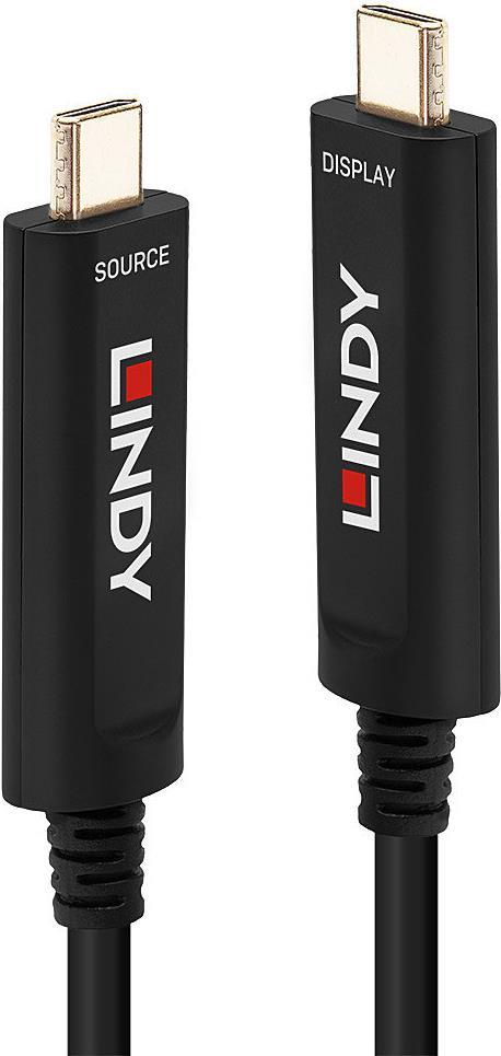 Lindy fibre Optic Hybrid USB Type C Video Cable - USB cable - USB-C (M) to USB-C (M) - 5 M - Round - - -