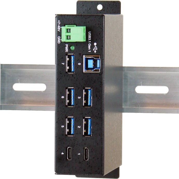 Exsys Ex-1197hms - HUB - 7 USB 3.1 Gen 1 - on DIN rail assembly - DC (ex-1197hms)