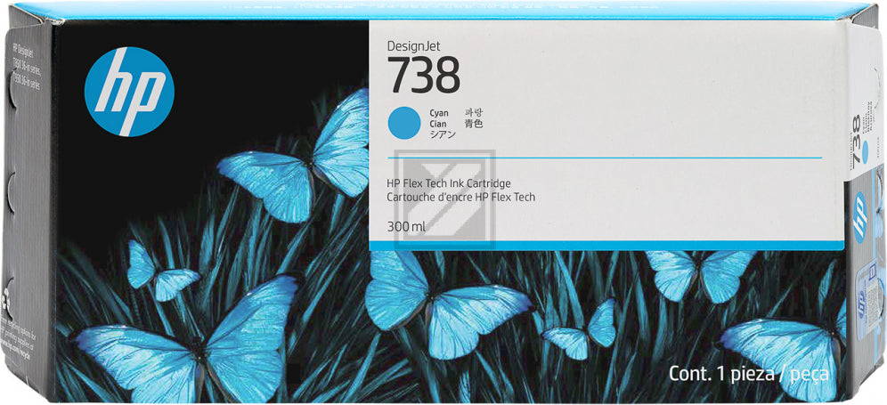 HP 738 - 300 ML - Cyan - Original - DesignJet - ink patron (676m6a)