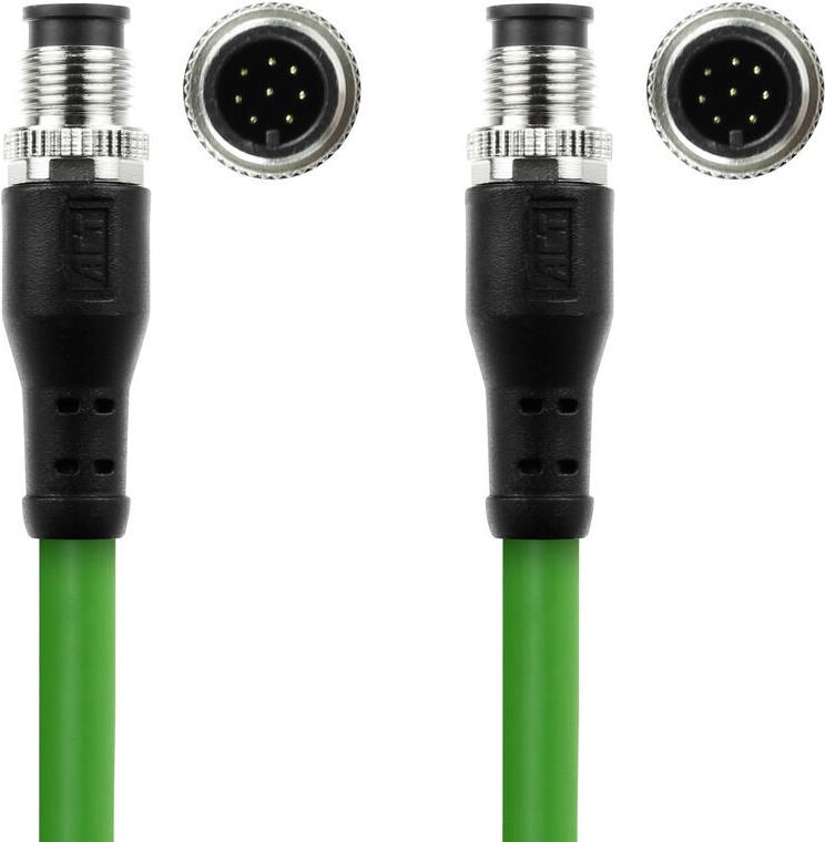 Act industrial 1000 meters sensor m12a 8-pin male to m12a 8-pin male. Ultraflex TPE cable. Shielded (SC3872)