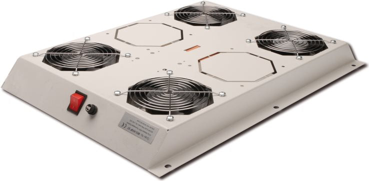 Digitus Professional DN-19 FAN-4-SRV - rack roof with 4 lount and thermostat - light gray. RAL 7035 - 48.3 cm (19) (DN