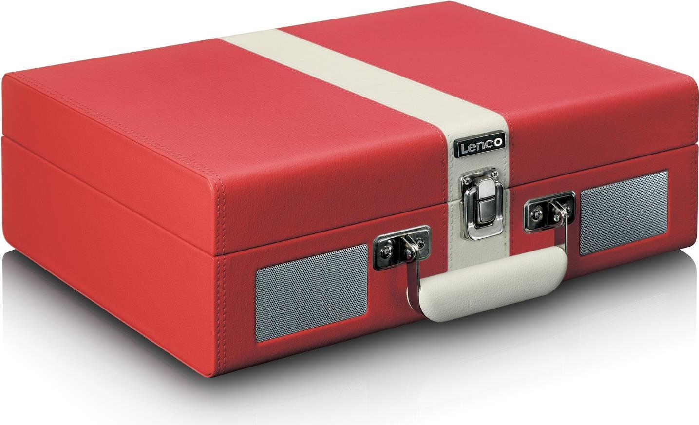 Lenco TT-1110 - audio record player with belt drive - semi-automatic - red - white - artificial leather - metal - plastic - 33.45.78 UMIN - rotary control (TT110RW