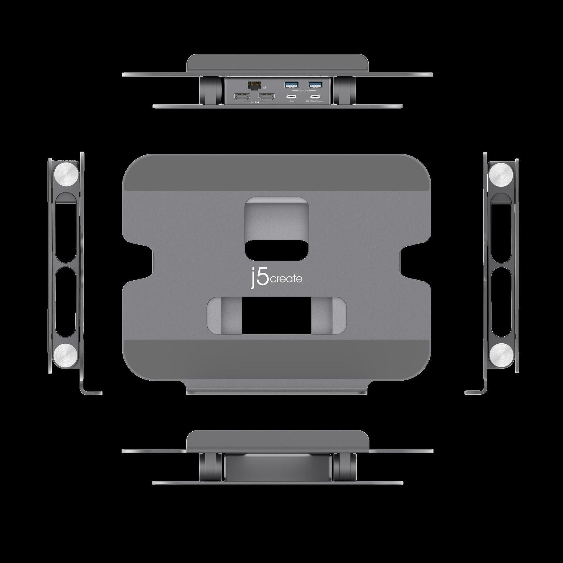J5Create JTS427-N Multi-angle 4K docking station - Notebook-  tablet-closer - gray - aluminum - 40.6 cm (16 ) - Windows laptop