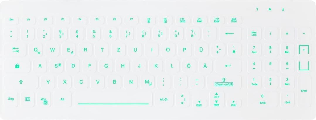 Active KEY AK-CB7012F-U1-W - keyboard - completely sealed - backlit - rack-assembled - USB - QWERTZ - German - white (AK-CB7012F-US-WGE)