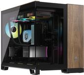 Corsair 2500x - Mid Tower - MICRO ATX - Side part with window (HATENTETES GLAS) - no voltage supply (ATX) - black. Walnut wood - USBAUDIO (CC-9011286