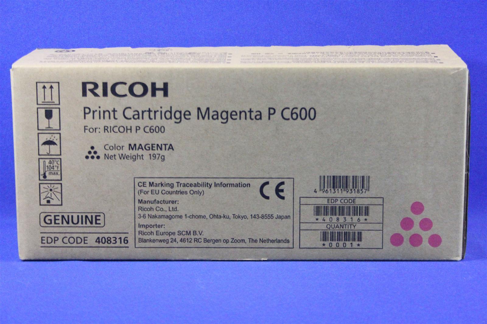 Ricoh 408316 toner cartridge original magenta 1 stem (e) (408316)