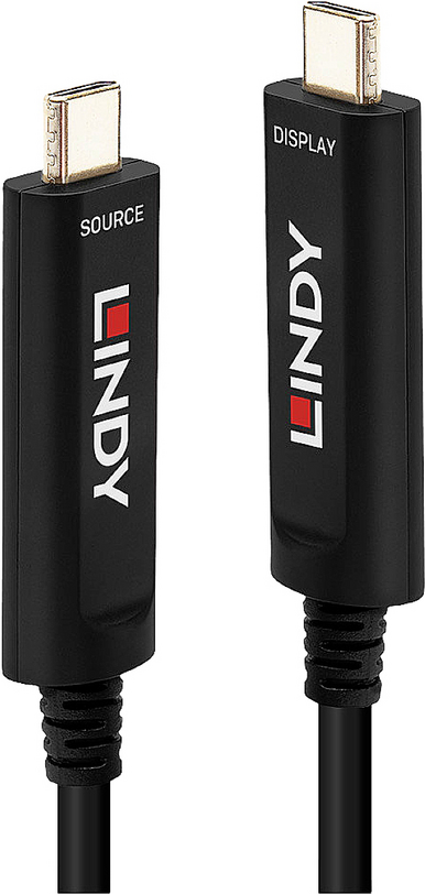 Lindy Fibre Optic Hybrid USB Type C Video Cable - USB cable - USB-C (M) to USB-C (M) - 15.0m - - black