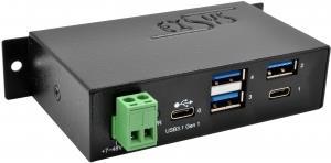 Exsys ex-1195hms - hub - x USB 3.1 1     1 x USB-C - on DIN rail assembly - DC (ex-1195hms)
