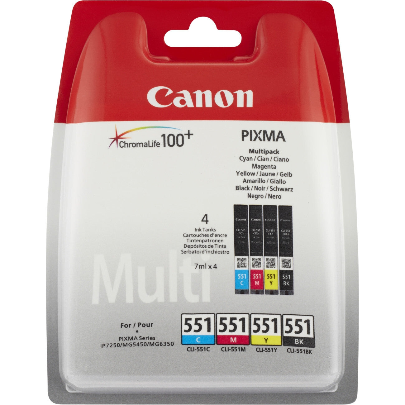 Canon Cli-551 CMYBK printer cartridge 4 piece (E) Original standard yield black. Cyan. Yellow. Magenta