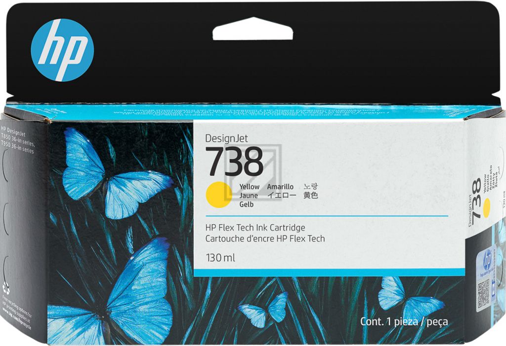 HP 738 - 130 ml - yellow - Original - DesignJet - ink cartridge (498n7a)