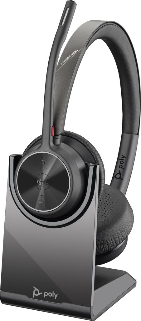 HP poly voyager 4320 headset with charging station - wireless - call musics - 162 g - headhiller - black (77y99aa)