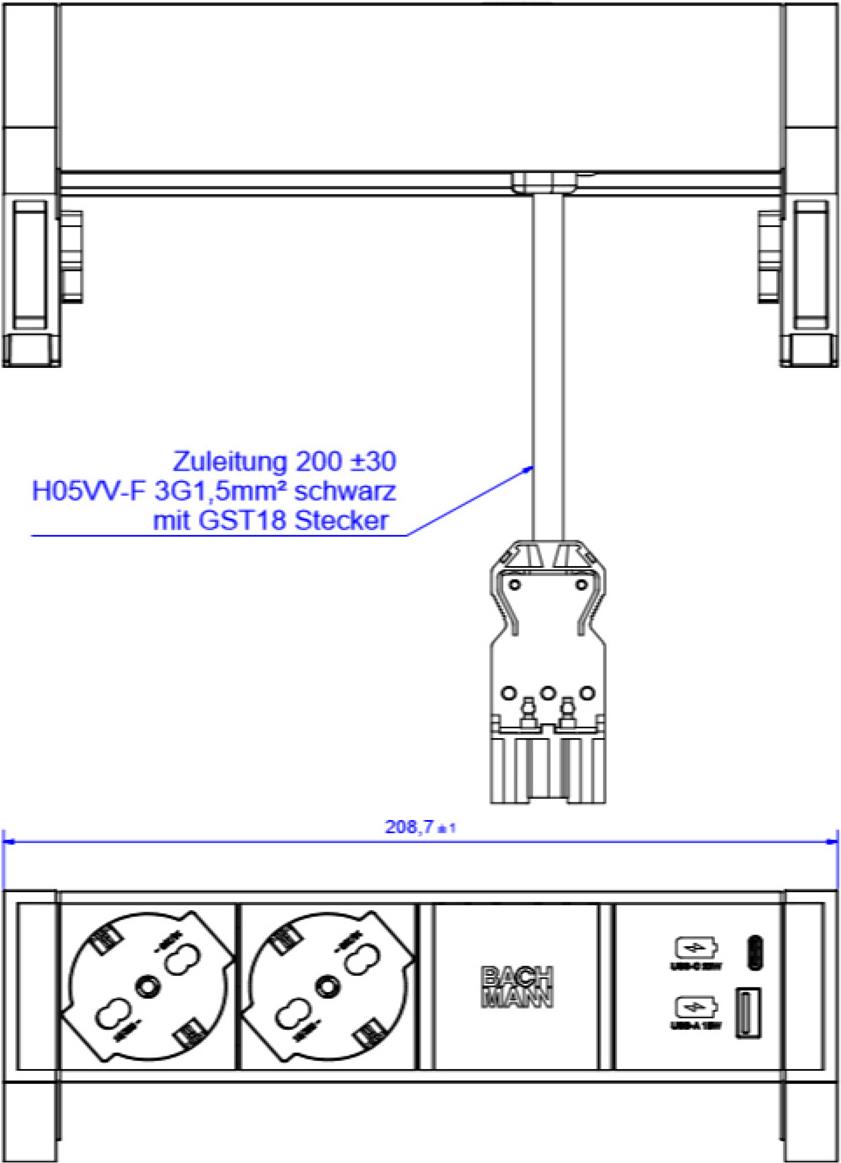 Bachmann Desk2 2xP40 1XUSB A \\u0026 C 22W (902956)