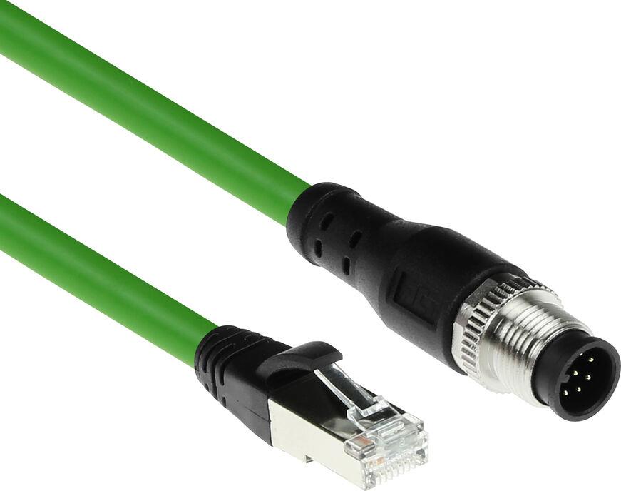 Act Industrial 1500 meters Sensor M12A 8-pin Male to RJ45 Male. Ultraflex SFUTP TPE Cable. Shielded (SC3818)