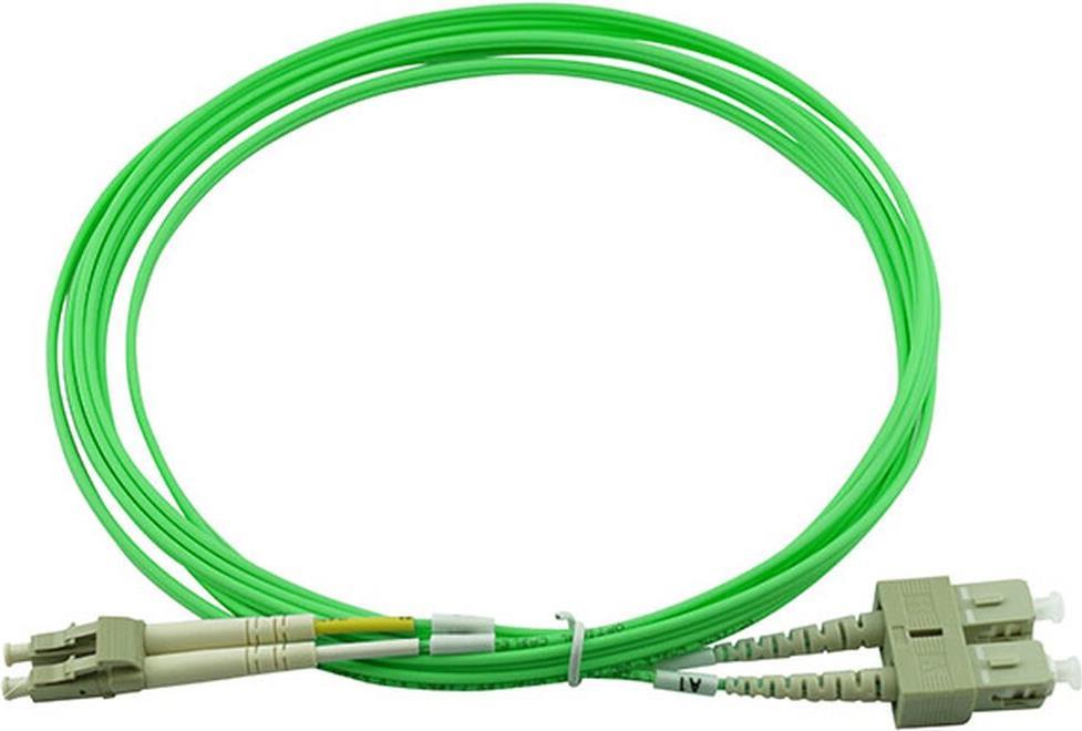 Blueoptics' Duplex LWL patch cable. LC-UPCSC-UPC beige. 50 meter. MultiMode G50125�. OM5. Input damping under 02db. Brand fiber. LSZH Lime