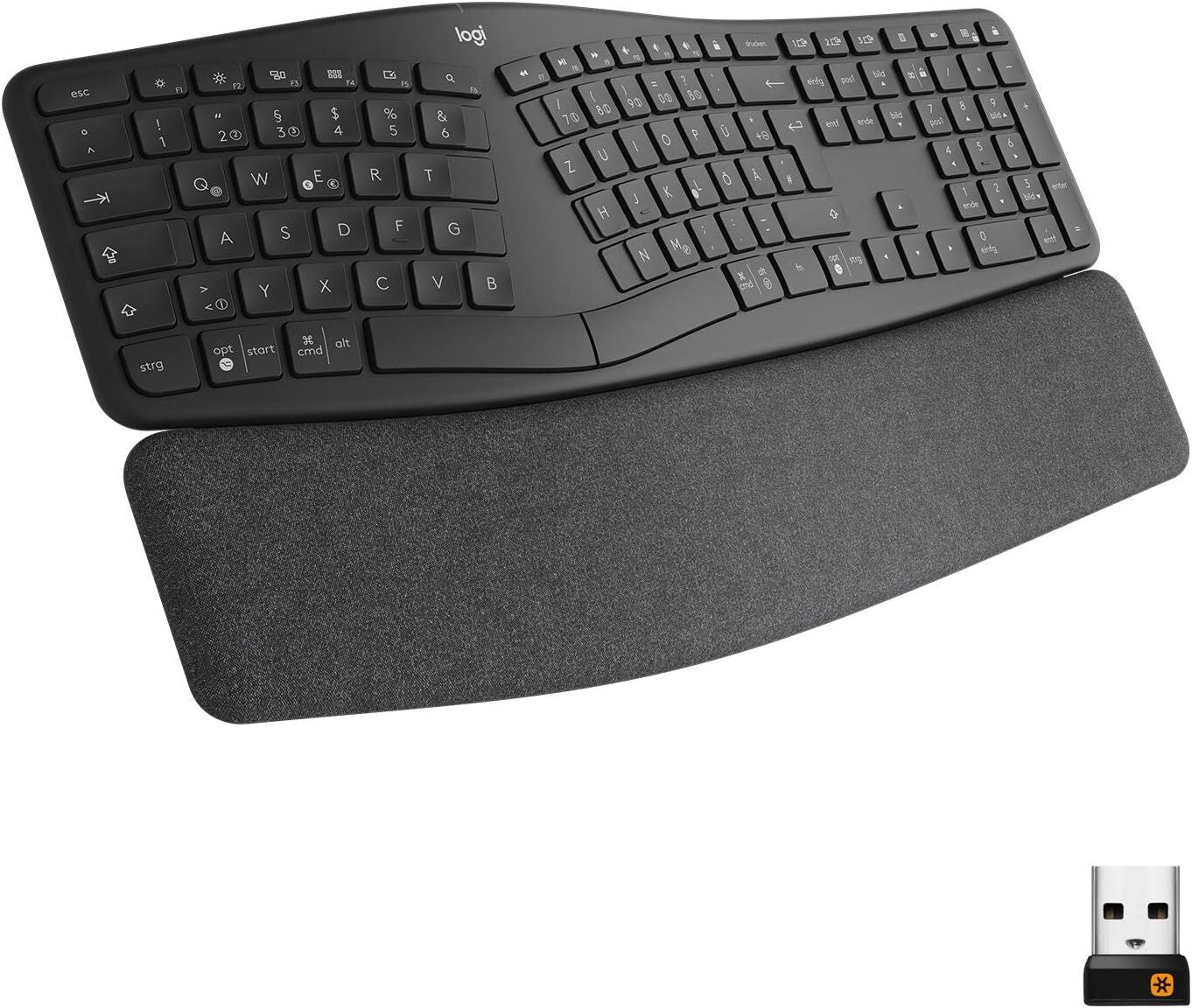 Logitech ERGO K860 - keyboard - wireless - 24 GHz. Bluetooth 50 - Qwerty - Spanish - Graphite