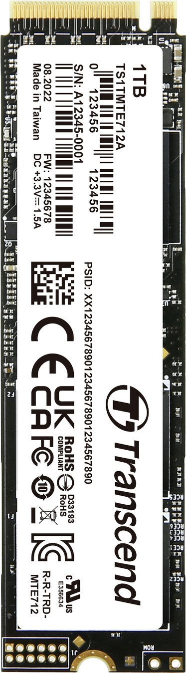 Transcend MTE712A - SSD - locked - 1 TB - internal - 2280 (double-sided) - PCIe 40 x4 (NVME) - 256-bit aes - self