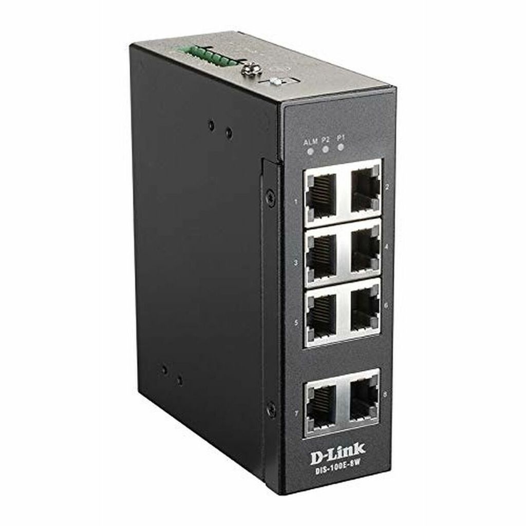 D-LINK DIS 100E-8W - Switch - not managed - 8 10100 - on DIN rail assembly. Wall assembly - DC current