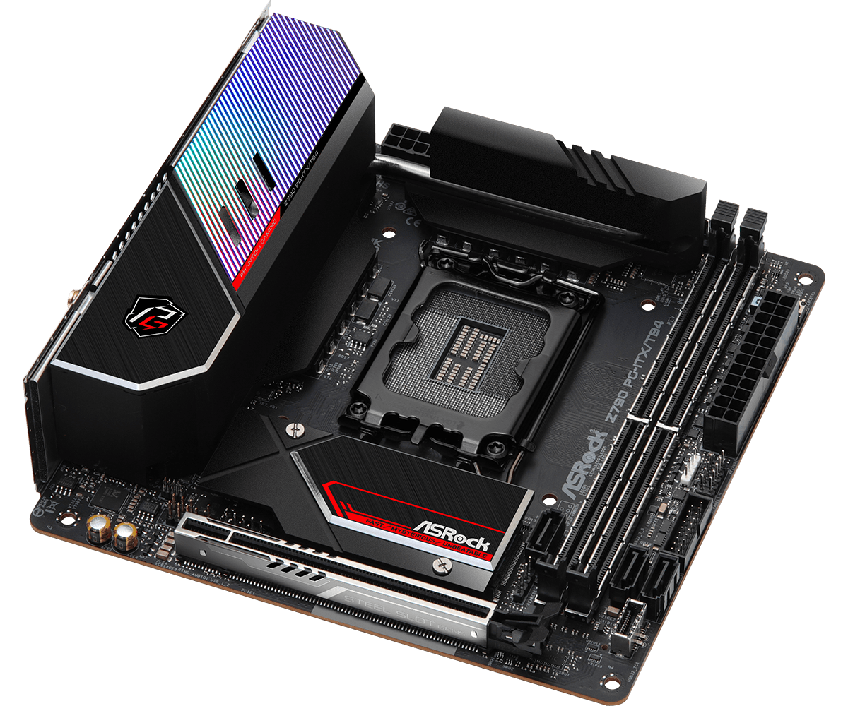 ASRock Z790 PG-ITXTB4 - Motherboard - Mini-ITX - LGA1700 sockers - Z790 chipset - USB 3.2 1. USB 3.2 2. USB-C