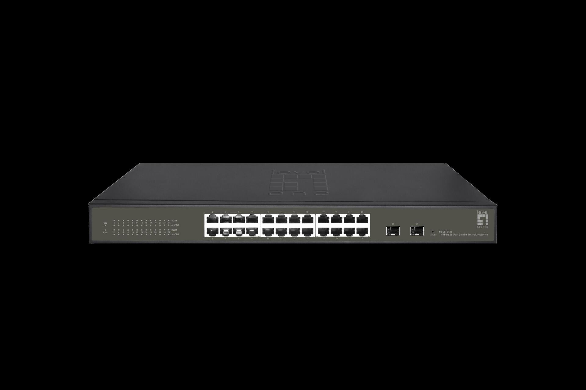 Levelone Hilbert 26-Port Gigabit Smart Lite Switch - X Gigabit RJ45 - 2 X Gigabit SFP (Ges-2126)
