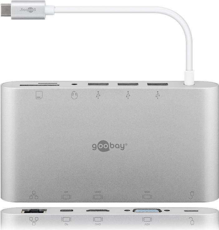 Goobay USB-C multiport adapter - all in 1 - aluminum - silver (62113)