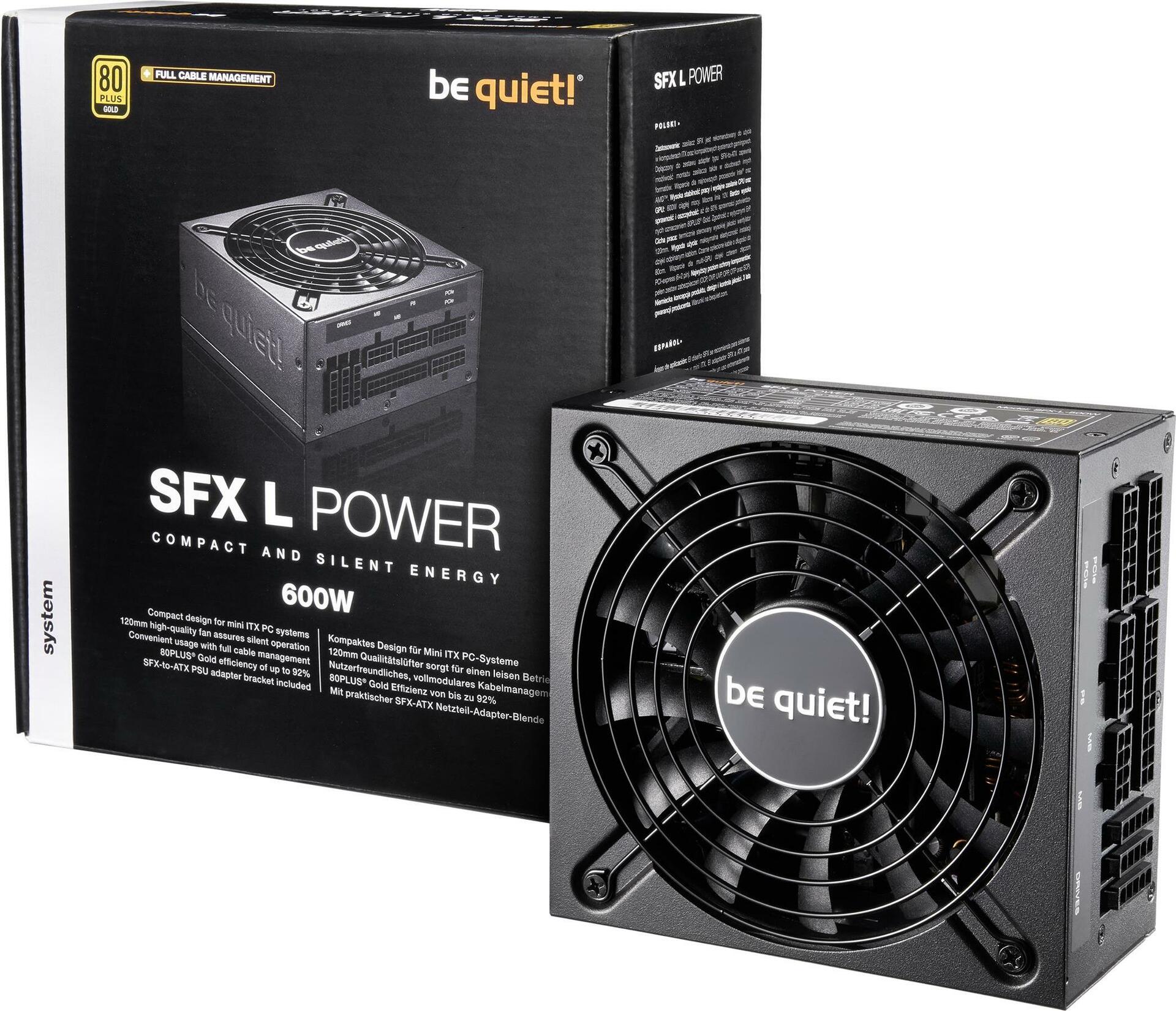 Be quiet! SFX-L Power 600W - power supply (internal) - ATX12V 24 SFX12V 33 - 80 plus gold - alternating current 100-240 V - 600 watt