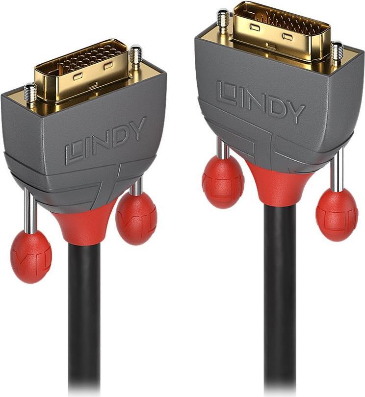 Lindy Anthra Line - DVI cable - Dual Link - DVI-D (M) to DVI-D (m) - 20.0m - round. Thumb screws - black (36228)